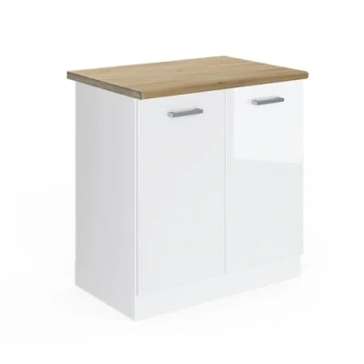 Abbildung von Vicco Spülenunterschrank R Line, Weiß Hochglanz/Weiß, 80 cm, AP Eiche