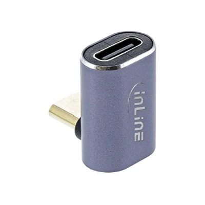 Abbildung von InLine® USB4 Adapter, USB Typ C Stecker/Buchse Oben/unten gewinkelt, Aluminium, grau