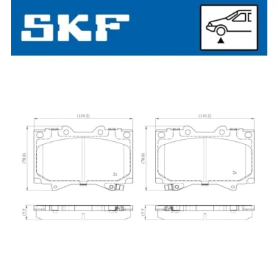 Abbildung von SKF VKBP 80904 A Bremsbelagsatz mit akustischer Verschleißwarnung TOYOTA: Land Cruiser Prado 70 SUV, 100, LEXUS: LX