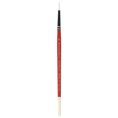 Abbildung von Winsor &amp; Newton 5423004 University Künstler Rundpinsel Nr. 4 für Ölfarbe, Acrylfarbe und Aquarellfarbe, Farbe: Weiß, Rot, Schwarz