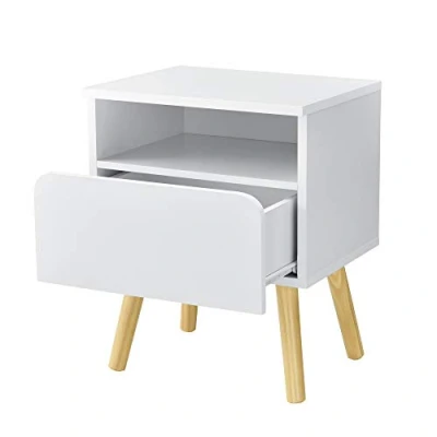 Abbildung von [en.casa] Beistelltisch &#039;Dargaville&#039; 50 x 40 34 cm Kommode Nachttisch Nachtschrank Nachtkommode Ablage Weiß