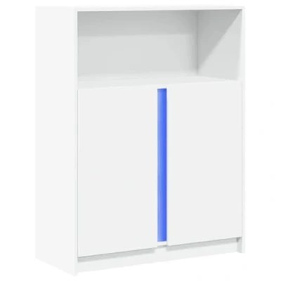 Abbildung von vidaXL Sideboard, Kommode mit LED Stauraum, Anrichte Schrank für Wohnzimmer, Beistellschrank Mehrzweckschrank Highboard, Weiß Holzwerkstoff