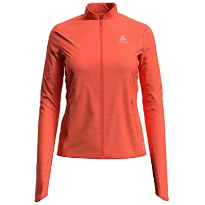 Abbildung von Odlo Damen Midlayer Full Zip FLI Ceramiwarm Fleecejacke, hot Coral Papaya Stripes, XS