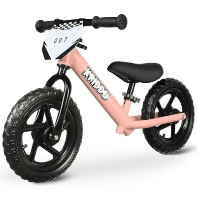 Abbildung von KRIDDO Kinder Laufrad ab 2 Jahren, Lauflernrad Spielzeug für 18 Monate bis 5 Jahre, 12 Zoll mit individualisierbarem Schild, Geschenk Fahrrad Jungs und Mädchen, Baby Balance Bike(2 3 Jahre), Pinka