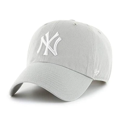 Abbildung von &#039;47 MLB New York Yankees Clean Up Unisex Baseballkappe, Verstellbar, Hochwertiges Design, White Logo, Light Grey