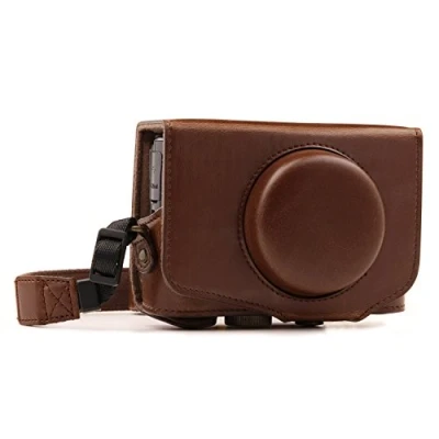 Abbildung von MegaGear MG1174 Canon PowerShot SX740 HS, SX730 HS Ever Ready Leder Kameratasche Dunkelbraun