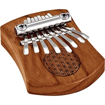 Abbildung von Sonic Energy Massivkörper Kalimba C Dur, 8 Töne Rotes Zebraholz, mit Lebensblume Für Meditation, Yoga, Kinder (KL802FOL)