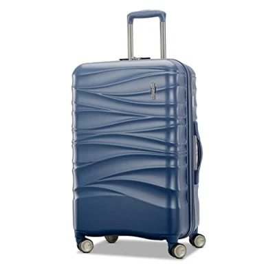 Abbildung von American Tourister Cascade Hardside erweiterbares Gepäck mit Spinner Rädern, Schiefer, Blau, 20 Inch Spinner, Spinnrollen