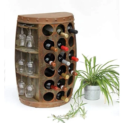 Abbildung von DanDiBo Weinregal Holz Braun Weinfass Flaschenregal 1486 Beistelltisch Schrank Fass 72cm Hoch Weinbar
