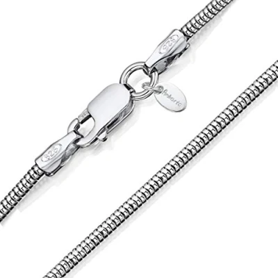 Abbildung von Amberta 925 Sterlingsilber Damen Halskette Schlangenkette Rattenschwanz Kette 1.4 mm Breite Verschiedene Längen: 40 45 50 55 60 cm (55cm)