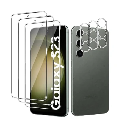 Abbildung von Zicurz 3+3 Stück Schutzglas für Samsung Galaxy S23 5G, Panzer Schutz Glas, 3 Schutzfolie und Kamera Schutzglas, HD Displayschutz, Blasenfrei, 5G