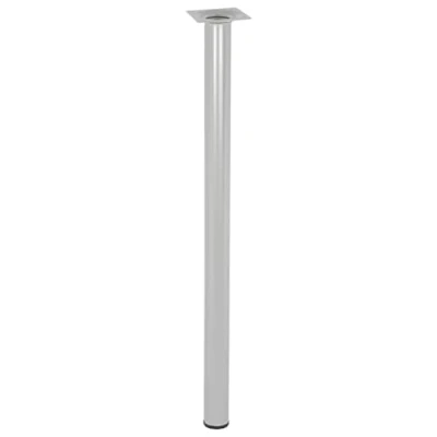 Abbildung von WAGNER Möbelbein/Tischbein/Möbelfuß Classic Retro Ø 30 x 500 mm, integrierte Anschraubplatte 60 Innengewinde 10 Stahl pulverbeschichtet Aluminium Silber 12125001