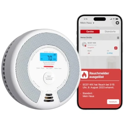 Abbildung von X Sense WLAN Rauch und Kohlenmonoxidmelder mit austauschbarer Batterie, intelligenter Kombinationsmelder, kompatibel der Home Security App, SC07 WX, 1 Stück