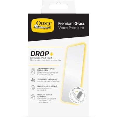 Abbildung von OtterBox Premium Pro Privacy Glass Displayschutz für iPhone 15 Max, gehärtetes Glas, überragender Kratzschutz, übersteht Stürze bis zu 1.8m, antimikrobieller Schutz