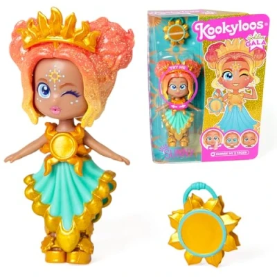 Abbildung von KOOKYLOOS Golden Gala Sunny Serie, Sammelpuppe aus der enthält die Puppe, 1 Tasche, Kleidung und Schuhe Zubehör, 3 Verschiedene Gesichter