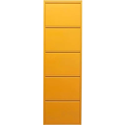 Abbildung von Kare Design Schuhschrank Caruso Gelb, Metall, mit 5 Klappen, Schuhablage für 10 Paar Schuhe, schmal, platzsparend, hoch, Schuhregal, Eingangsbereich, 170x50x15 cm (H/B/T), 88016