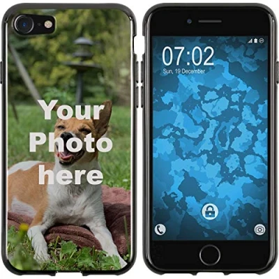 Abbildung von PhoneNatic Case kompatibel mit iPhone 7/8 / SE 2020 Personalisierte Handyhülle schwarz zum selbst gestalten eigenem Foto