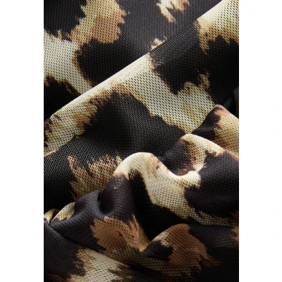 Abbildung von Next Regular FIT LONG Sleeve DROP Waist Maxikleid, Damen, Größe: 40, Leopard print