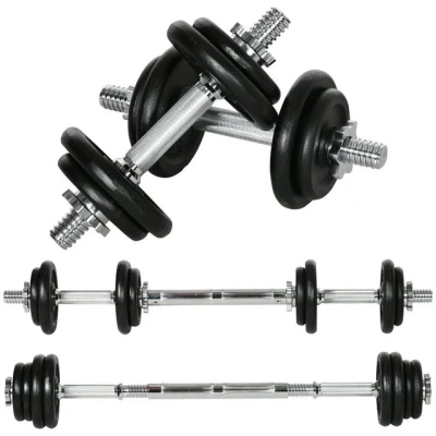 Abbildung von HOMCOM Hantel Set Kurzhantel, Langhantel, 8 Scheiben, 95 x 16 16Hcm, (Set, Dumbbellset), mit Langhantelstange