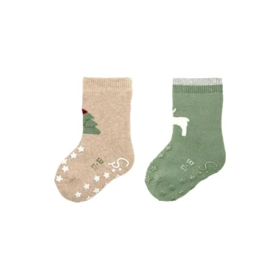 Abbildung von Sterntaler ABS Krabbelsocken WEIHNACHTEN, 2ERPACK Socken für Kinder, Größe: 19/20, Beige melange