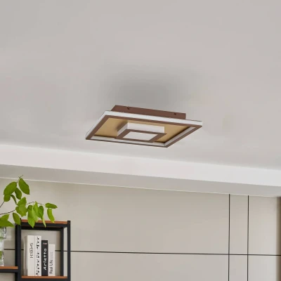 Abbildung von Lindby LED Deckenleuchte Pekela, dimmbar, Leuchtmittel fest verbaut, warmweiß, Modern, Eisen, Aluminium, Kunststoff, rost, gold matt, weiß, 1