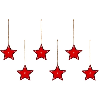 Abbildung von Creativ deco Dekostern &quot;Weihnachtsstern, Weihnachtsdeko rot, Christbaumschmuck&quot;, (6 St.), mit Schneeflocken Design