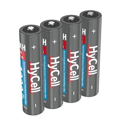 Abbildung von HyCell wiederaufladbar Akku Batterie Micro AAA 1000mAh NiMH ohne Memory Effekt 4er Pack Photo Fotoakku Digitalkamera Spielzeug