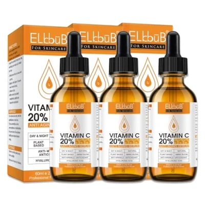 Abbildung von P Beauty 3x Vitamin C Serum Gesicht 60ml Vegan aufhellendes Anti Aging Gesichtsserum mit 20% C, E, Hyaluronsäure gegen Pigmentflecken, Falten, müde Haut Gesichtspflege Hautpflege