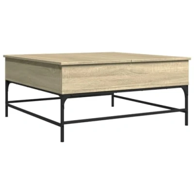 Abbildung von SDWEHO7 Couchtisch Höhenverstellbar, Wohnzimmertisch mit 2 Versteckter Aufbewahrung, Metallgestell Coffee Table Kaffeetisch Sofatisch, Sonoma Eiche 95x95x45 cm