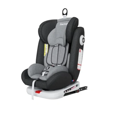 Abbildung von Fourward Baby Autositz 360 drehbar ISOFIX Ruheposition Gruppe 0+1/2/3 9 36 kg Kindersitz mit 5 Punkt Sicherheitsgurt Komfortabler Kinderautositz Hohe Sicherheit Schwarz