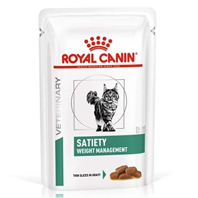 Abbildung von Royal Canin Veterinary Satiety Weight Management 12 x 85g Diätetisches Alleinfuttermittel für Katzen zur Reduzierung von Übergewicht feine Saucenstücke