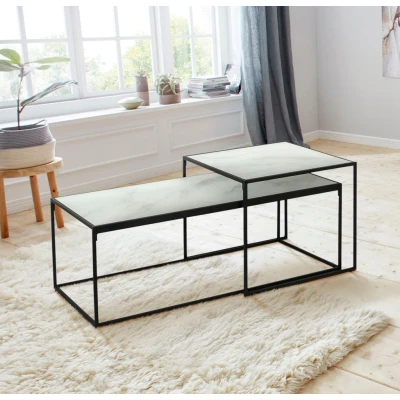 Abbildung von ACTONA GROUP Couchtisch &quot;Bryan&quot;, (2 St.), Glas mit Marmoroptik