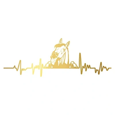 Abbildung von Aufkleber Herzschlag Tiere Breite 27cm Lifeline Heartbeat Deko Sticker Selbstklebend für Auto Kühlschrank Laptop Autoaufkleber K150 (Gold, 22 Pferd)