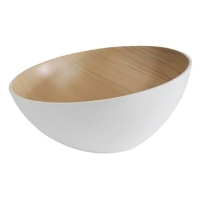 Abbildung von APS 84924 Schale FRIDA LOOK, Ø 28,5 cm, Höhe 10/14 Melamin, weiß/Holzoptik
