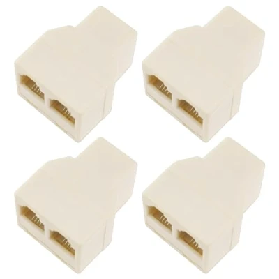 Abbildung von VGOL 4 Stück RJ11 Splitter 6P4C Telefonbuchse Stecker auf Buchse Zwei Wege Telefonleitungs Adapter Konverter 1 2 Buchsen