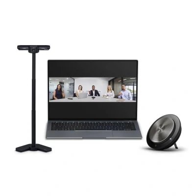 Abbildung von Jabra PanaCast Meet Anywhere+ Videokonferenz Bundle Kamera, Panorama Ansicht in 4K Auflösung, Speak 750 MS Teams Zertifiziert, Zoom, Google Tischhalterung, Reiseetui &amp; 1, 8 m USB Kabel, Schwarz