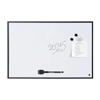 Abbildung von Bi Office Whiteboard New Basic, Magnetisch, Trocken Abwischbare Weißwandtafel mit Schwarzem MDF Rahmen, 385x285 mm