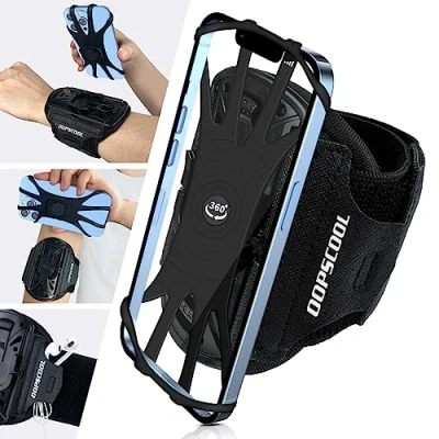 Abbildung von Sportarmband Handy Universeller Handyhalter für iPhone 16/15/14/13/12/11/11 Pro Max/XR/XS/X/8 360 drehbar, abnehmbar Perfekt zum Joggen, Wandern, Klettern und Fitness 4&#039;&#039; 6.5&quot; Handygröße