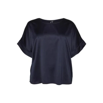 Abbildung von Vero Moda Curve Vmcmerle O NECK Tshirt basic, Damen, Größe: 48, Navy blazer