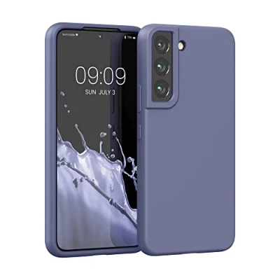 Abbildung von kwmobile Schutzhülle kompatibel mit Samsung S22 Hülle Silikon Case Handyhülle weiche Oberfläche kabelloses Laden Lavendelgrau matt