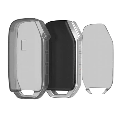 Abbildung von kwmobile Autoschlüssel Hülle kompatibel mit Kia 3 Tasten Smart Key Schlüsselhülle Silikon Cover Schwarz Transparent