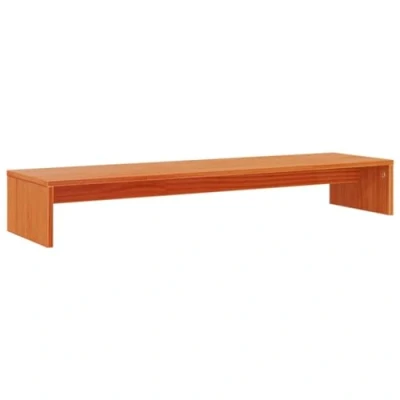 Abbildung von vidaXL Monitorständer aus Kiefernholz, Wachsbraun, 100 x 27 15 cm, rustikale Schreibtischerhöhung Massivholz, Büro/Wohnzimmer