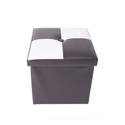 Abbildung von Rebecca Mobili Pouf Kunstleder, Hocker mit Stauraum, Puff Fußhocker Sitzwürfel Weiß Schwarz Maße: 30 x cm (HxLxB) Art. RE4899