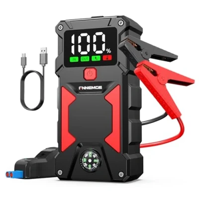 Abbildung von FNNEMGE Starthilfe Powerbank 5000A 24800mAh (Alle Benzin und Bis Zu 8,0L Diesel) Auto Batterie Upgrade Booster,mit 10W Kabellos Aufladen Powerbank. Intelligentes Starthilfekabel.