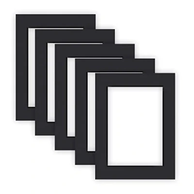 Abbildung von nielsen Conservation Passepartout Karton 2,2 mm 5er Set Außenformat 30x40 cm für Bildformat 20,5 x 29,5 (DIN A4) Schwarz Glatte Oberfläche