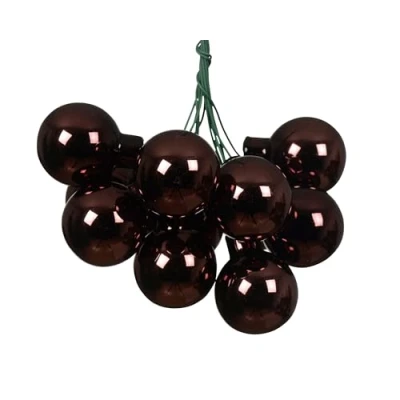 Abbildung von Kaemingk Weihnachtskugeln am Draht Glas 2cm x 12 Stück Spiegelbeeren glänzend kleine Dekokugeln Christbaumschmuck &amp; Weihnachtsdeko Schwarze Trüffel