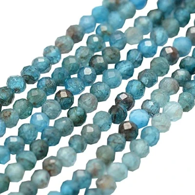 Abbildung von NBEADS ca. 525 Stück 2 mm Apatit Perlen, Runde Facettierte Perlen Natürliche Lose Edelsteinperlen für DIY Armbänder, Halsketten Schmuckherstellung, Loch: 0.5