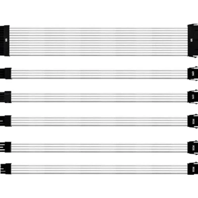Abbildung von Cooler Master PVC Netzteil Verlängerungskabel Kit 16AWG mit 3 lagigem Gehäuse, ATX kompatibel Universalsteckern, 30 cm Länge, unterstützt High End CPU und GPU Systeme Weiß