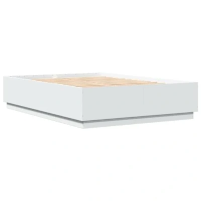 Abbildung von vidaXL Bettgestell, Bett mit LED für Schlafzimmer, Bettrahmen Lattenrost, Schlafzimmerbett Doppelbett, Weiß 140x200cm Holzwerkstoff