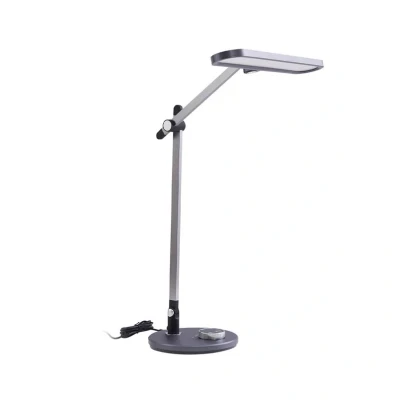 Abbildung von Lindby LED Tischleuchte Elvir, grau, Alu, Höhe 53cm, CCT
